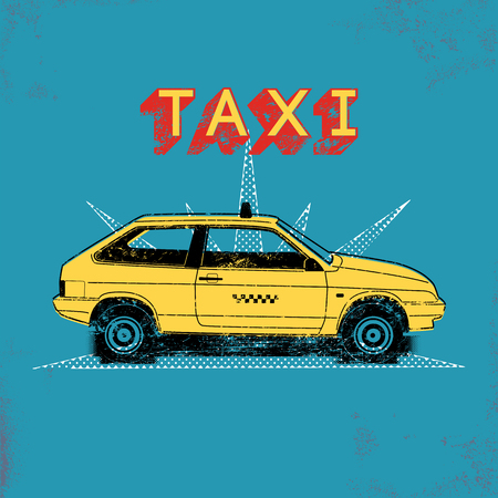 Taxi. Typographic retro grunge poster. Vector illustration.のイラスト素材