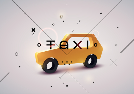 Taxi typographic modern poster with isometric taxi cab. Vector illustration.のイラスト素材