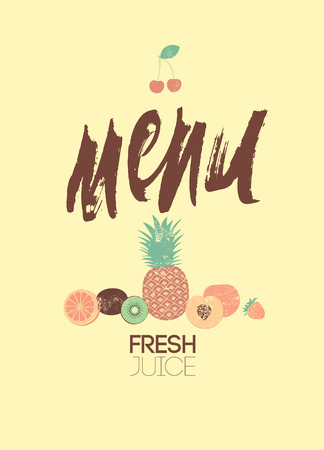 Vintage menu of fresh juices. Vector illustration.のイラスト素材