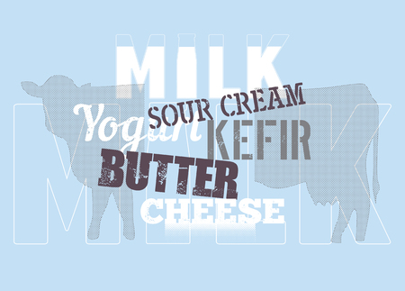 Retro vector milk poster.のイラスト素材