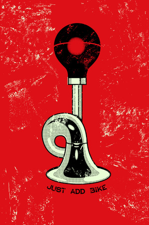 Retro grunge poster with klaxon. Vector illustration.のイラスト素材