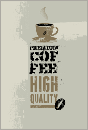 Premium coffee. Vector grunge retro background.のイラスト素材