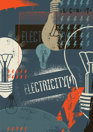 Electricity. Retro grunge poster. Vector illustration.のイラスト素材