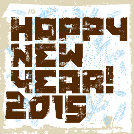 Typographic Grunge Happy New Year Design. Vector illustration.のイラスト素材