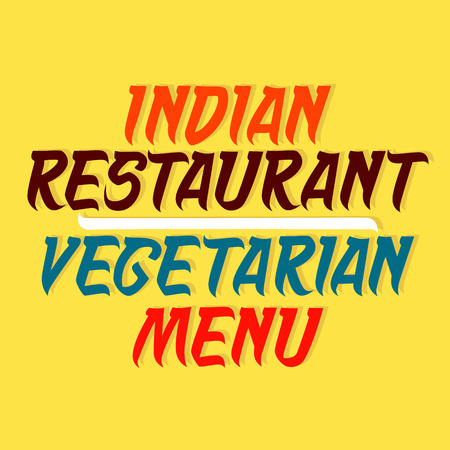 Typographic design of vegetarian menu card for Indian restaurant. Vector illustration.のイラスト素材