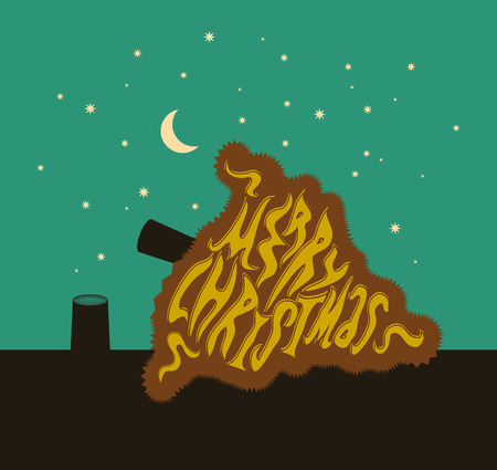 Funny calligraphic Christmas card. Vector illustration.のイラスト素材