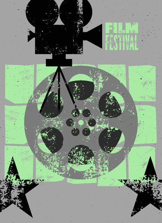 Film festival poster. Retro typographical grunge vector illustration.のイラスト素材