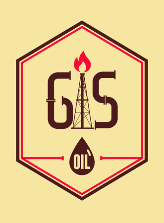 Gas and Oil. Retro typographical industry poster. Vector illustration.のイラスト素材