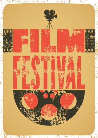 Film festival poster. Retro typographical grunge vector illustration.のイラスト素材