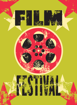 Film festival poster. Retro typographical grunge vector illustration.のイラスト素材