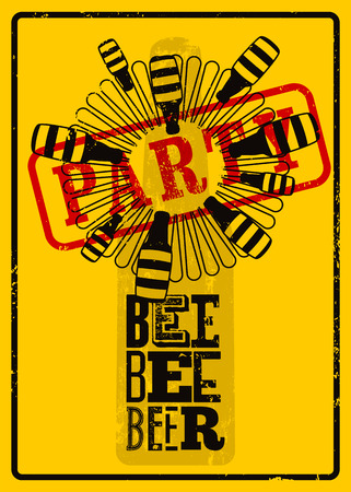 Beer Party typographic retro grunge poster. Vector illustration.のイラスト素材