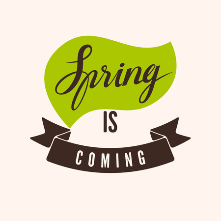 Spring is Coming. Typographic retro design. illustration.のイラスト素材