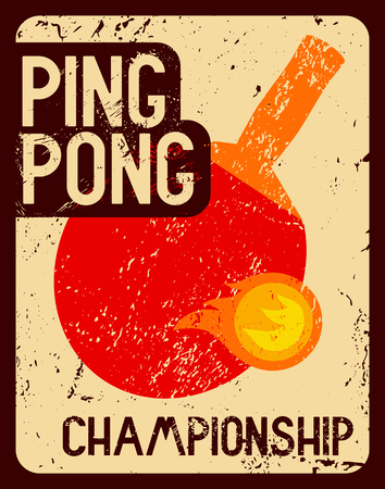 table tennis typographical vintage grunge style poster. Retro illustration.のイラスト素材