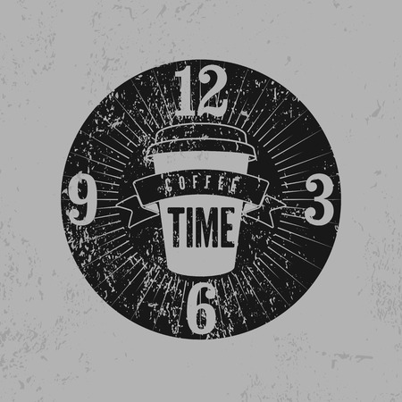 Coffee Time typographical grunge vintage style poster. Retro illustration.のイラスト素材