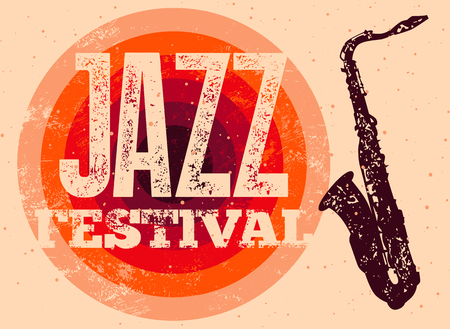 Jazz Festival poster. Retro typographical grunge illustration.のイラスト素材