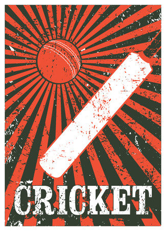 Cricket typographical vintage grunge style poster. Retro vector illustration.のイラスト素材