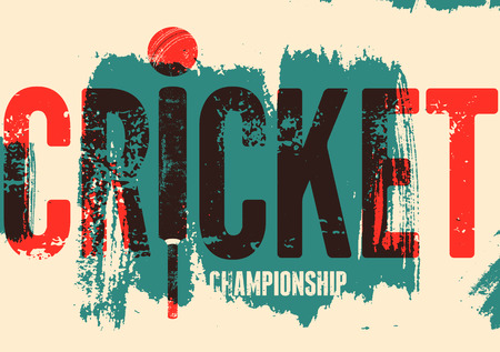 Cricket typographical vintage grunge style poster. Retro vector illustration.のイラスト素材