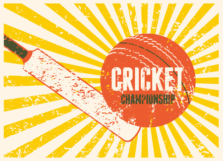 Cricket typographical vintage grunge style poster. Retro vector illustration.のイラスト素材