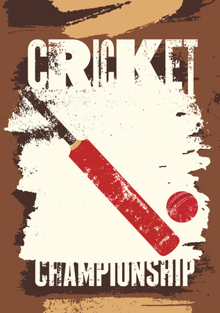 Cricket typographical vintage grunge style poster. Retro vector illustration.のイラスト素材