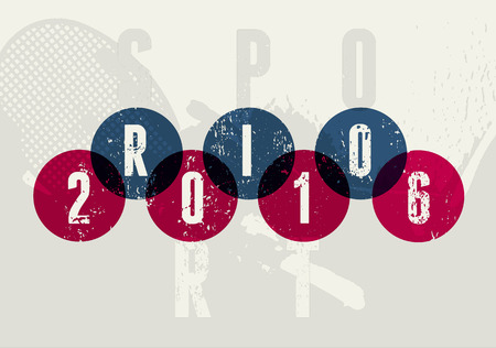 Rio 2016 sport games typographic vintage grunge style poster. Retro vector illustration.のイラスト素材