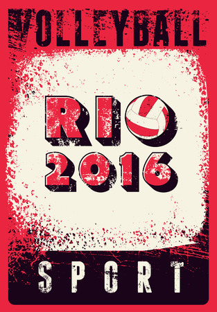 Rio 2016 volleyball typographic vintage grunge style poster. Retro vector illustration.のイラスト素材