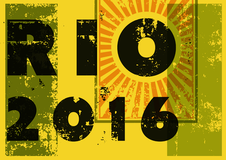 Rio 2016 typographic vintage grunge style poster. Retro vector illustration.のイラスト素材