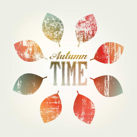 Autumn time typographical vintage grunge poster.のイラスト素材