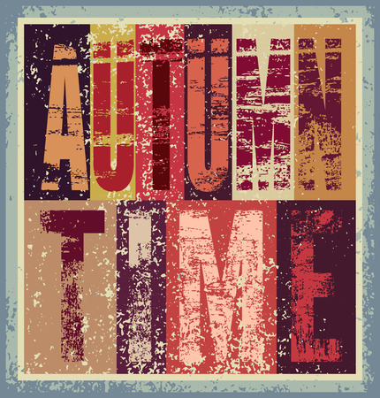 Autumn time typographical vintage grunge poster.のイラスト素材