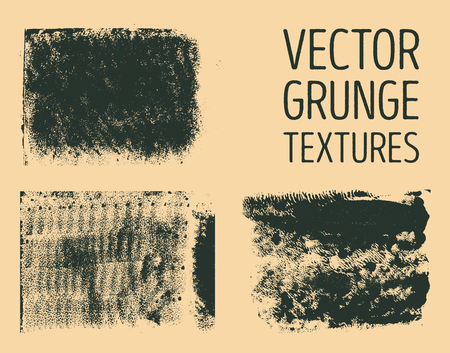 Monochrome abstract vector grunge textures. Set of hand drawn brush strokes and stains.のイラスト素材