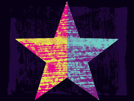 Grunge texture star abstract background with hand drawn brush strokes and stains. Retro vector illustration.のイラスト素材