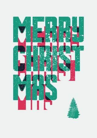 Merry Christmas. Typographic vintage style. Retro grunge vector illustration.のイラスト素材
