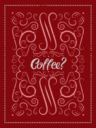Coffee calligraphic grunge vintage style poster retro vector illustration.のイラスト素材