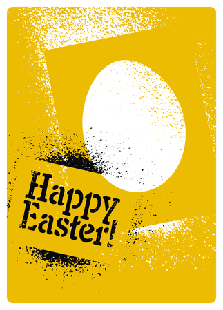 Happy Easter! Typographic stencil street art style grunge Easter greeting card. Retro vector illustration.のイラスト素材