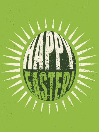 Happy Easter! Typographical grunge Easter greeting card. Retro vector illustration.のイラスト素材