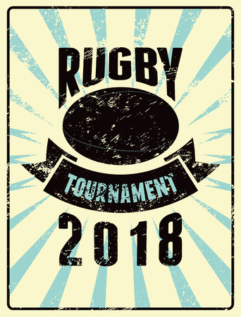 Rugby typographical vintage grunge style poster retro vector illustration.のイラスト素材