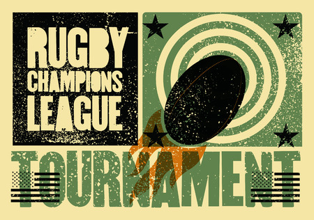 Rugby typographical vintage grunge style poster. Retro vector illustration.のイラスト素材