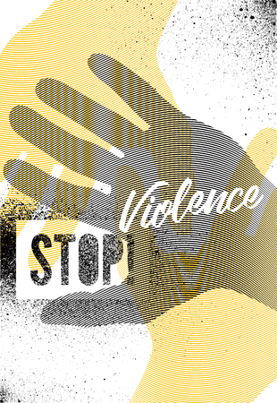 Stop Violence. Typographic retro grunge splash stencil protest poster. Vector illustration.のイラスト素材