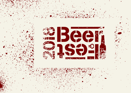 Beer Fest 2018 typographical stencil spray grunge style poster design. Retro vector illustration.のイラスト素材