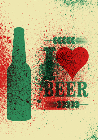 I love beer for Beer typographic stencil spray grunge style poster design. Retro vector illustration.のイラスト素材
