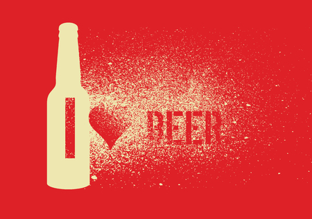 I love beer. Beer typographic stencil spray grunge style poster design. Retro vector illustration.のイラスト素材
