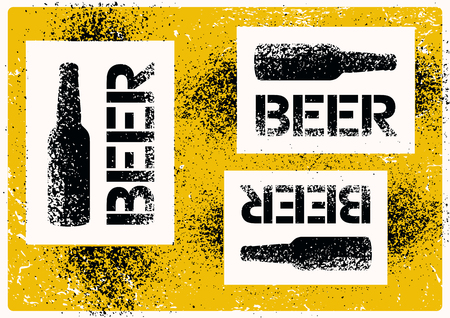 Beer typographic stencil spray grunge style poster design. Retro vector illustration.のイラスト素材
