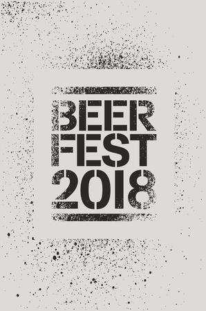 Beer Fest 2018 typographical stencil spray grunge style poster design. Retro vector illustration.のイラスト素材