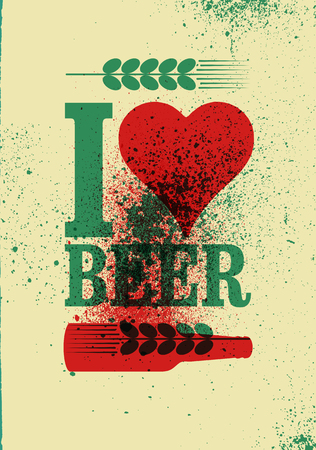 I love beer. Beer typographic stencil spray grunge style poster design. Retro vector illustration.のイラスト素材