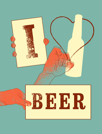 Beer typographic vintage grunge poster design Retro vector illustration.のイラスト素材