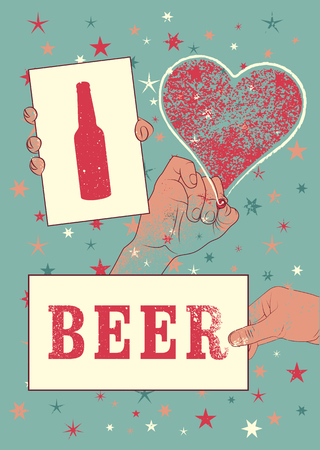 Beer typographic vintage grunge poster design Retro vector illustration.のイラスト素材
