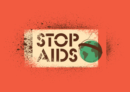 Stop Aids typographic stencil street art style grunge poster. Retro vector illustration.のイラスト素材