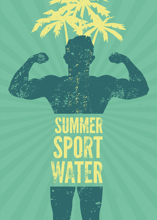 Typographic vintage grunge poster design with strong man on Retro vector illustration.のイラスト素材