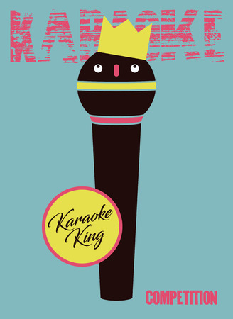 Karaoke King typographic vintage poster. Retro vector illustration.のイラスト素材