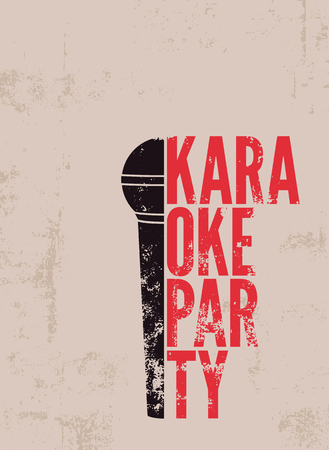 Karaoke Party typographic vintage grunge poster. Retro vector illustration.のイラスト素材