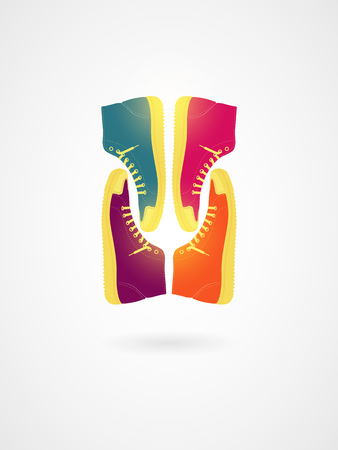 Colorful sneakers typographic vintage poster design. Vector illustration.のイラスト素材